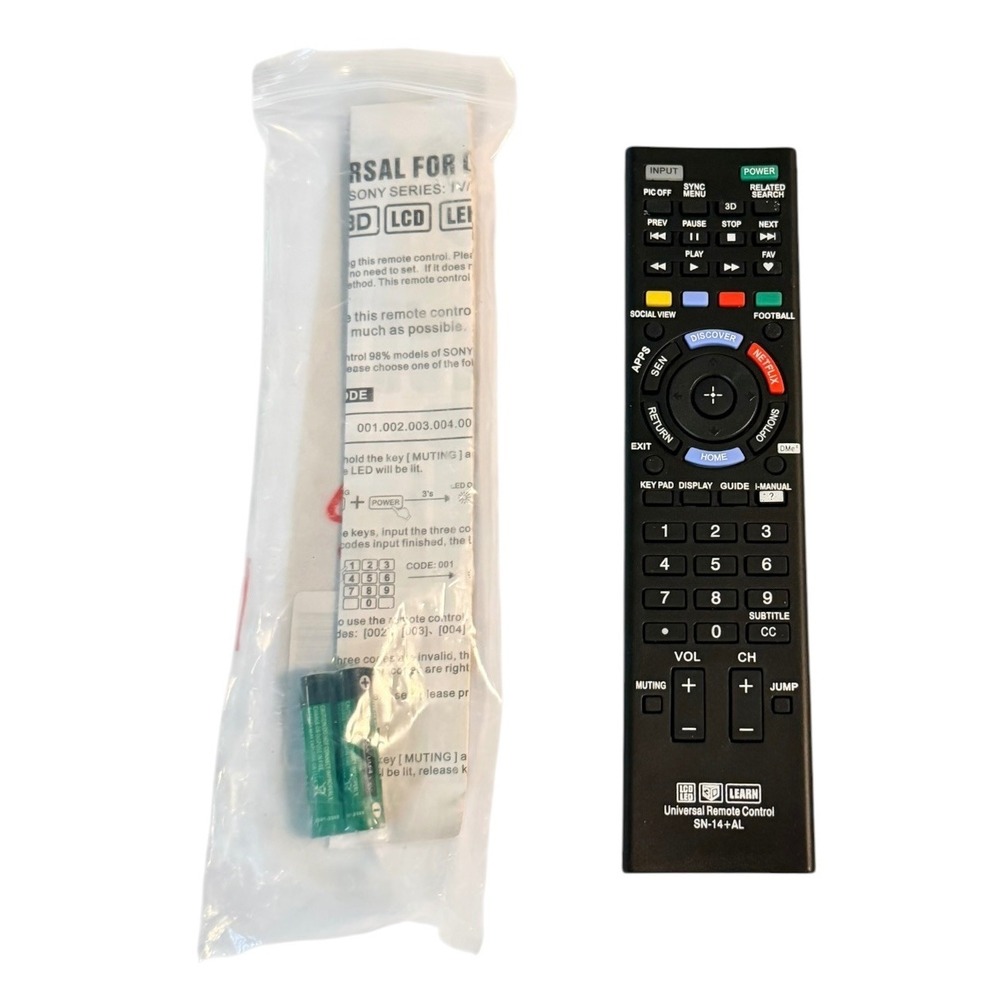 Universal Remote Control Sony Series TV Black Like New SN-14+AL Netflix 3D Learn